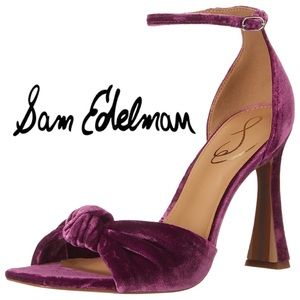 NW0B $160 Sam Edelman Lucia Deep Orchid Bow Strap Buckle Ankle Fluted He…